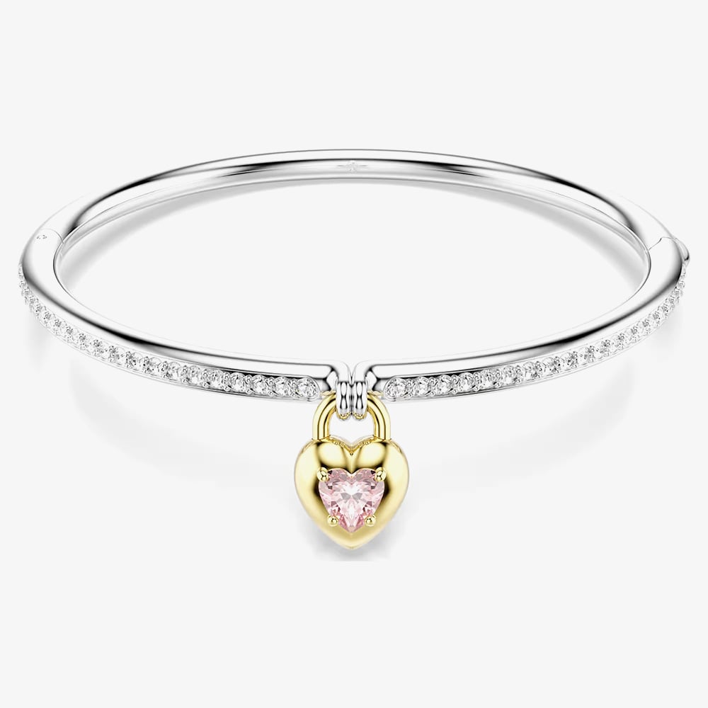 Swarovski Idyllia Mixed Metal Pink Heart Bangle 5737266 (M)