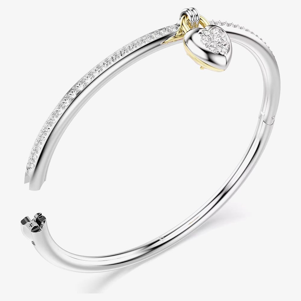 Swarovski Idyllia Mixed Metal Pink Heart Bangle 5737266 (M)