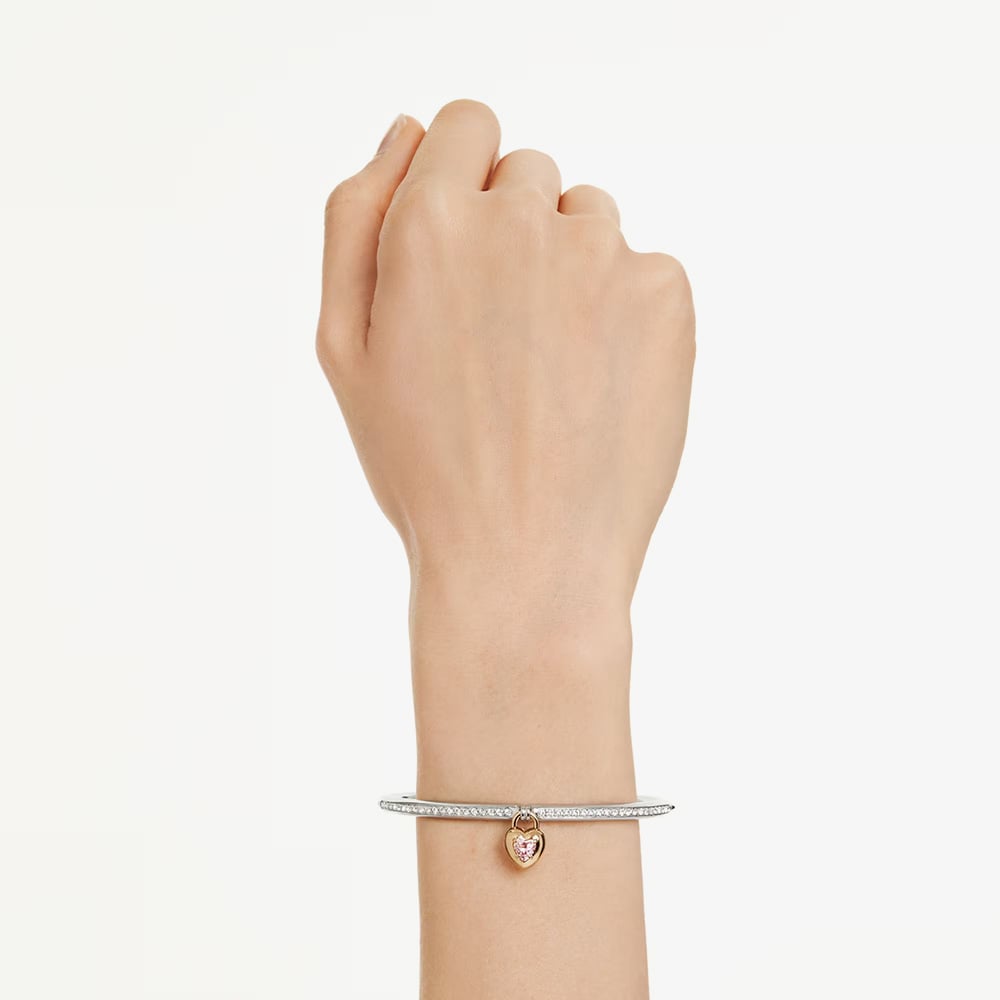 Swarovski Idyllia Mixed Metal Pink Heart Bangle 5737266 (M)