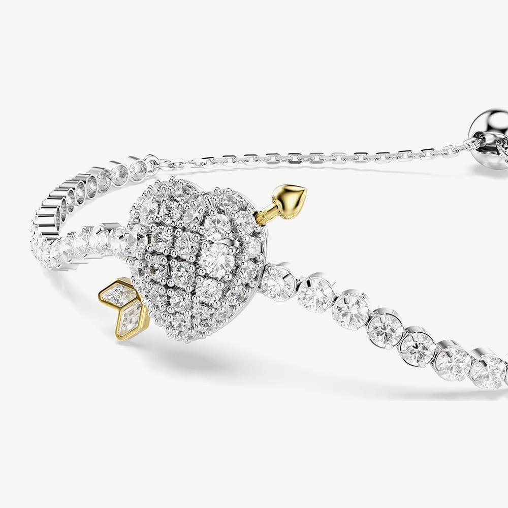 Swarovski Idyllia Rhodium Plated Arrow Heart Sliding Bracelet 5742022