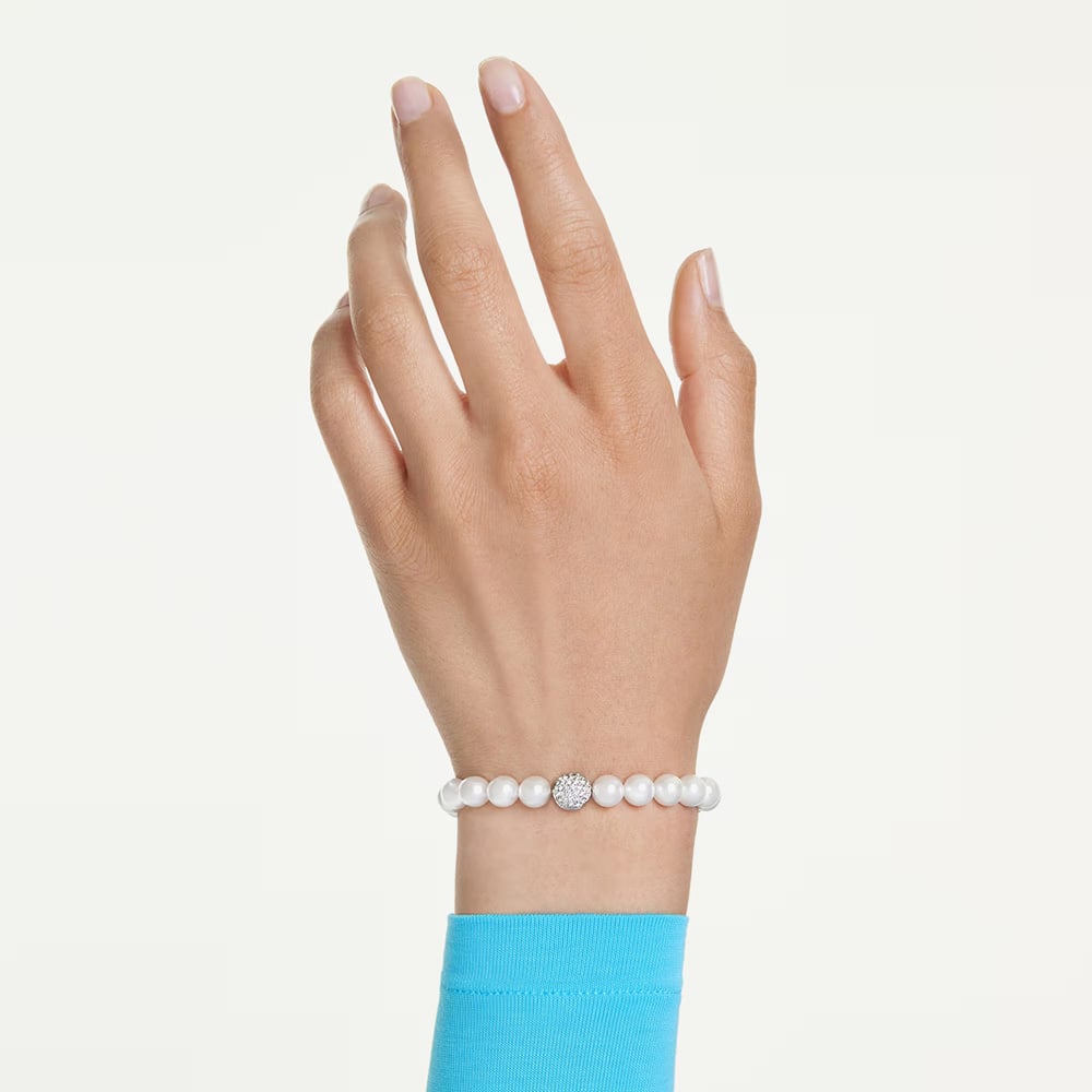 Swarovski Matrix Rhodium Plated White Crystal Pearl Bracelet 5747747