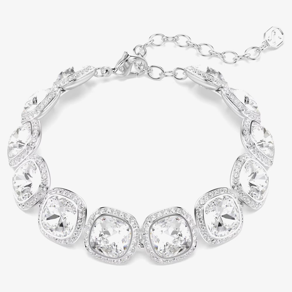 Swarovski Una Angelic Rhodium Plated Cushion Multi Halo Bracelet 5751558