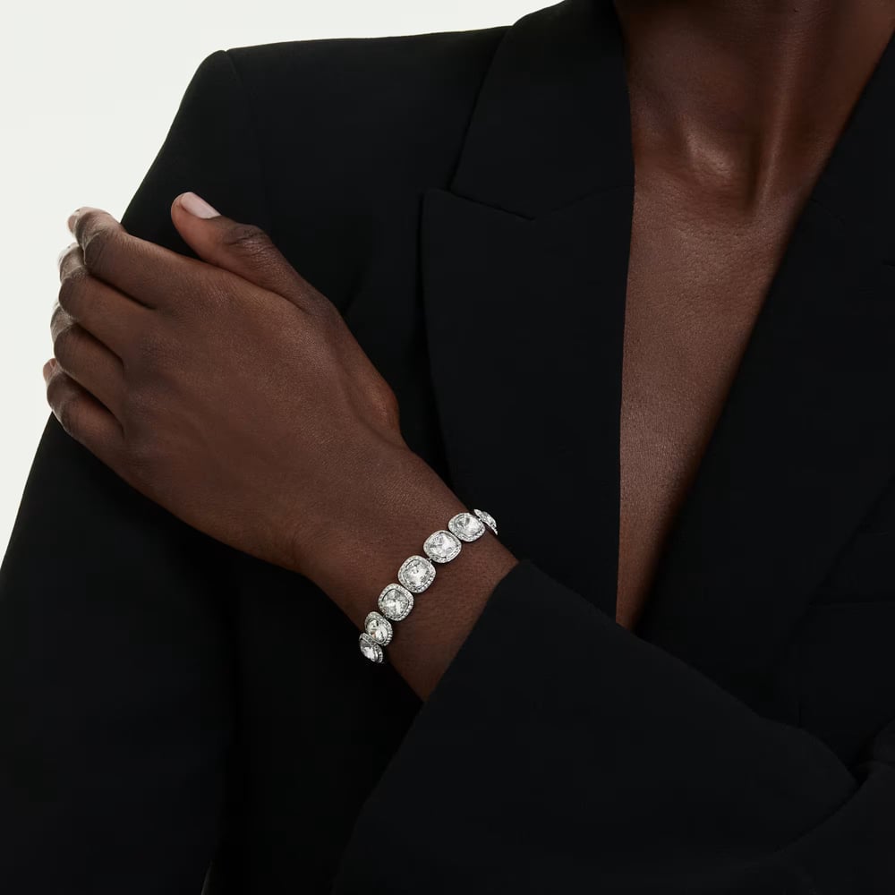Swarovski Una Angelic Rhodium Plated Cushion Multi Halo Bracelet 5751558