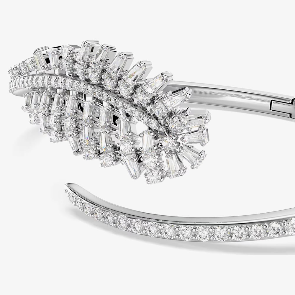 Swarovski Vienna Rhodium Plated Medium Feather Bangle 5754275
