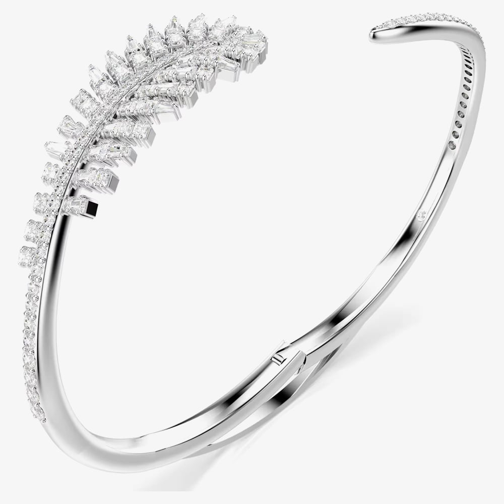 Swarovski Vienna Rhodium Plated Medium Feather Bangle 5754275