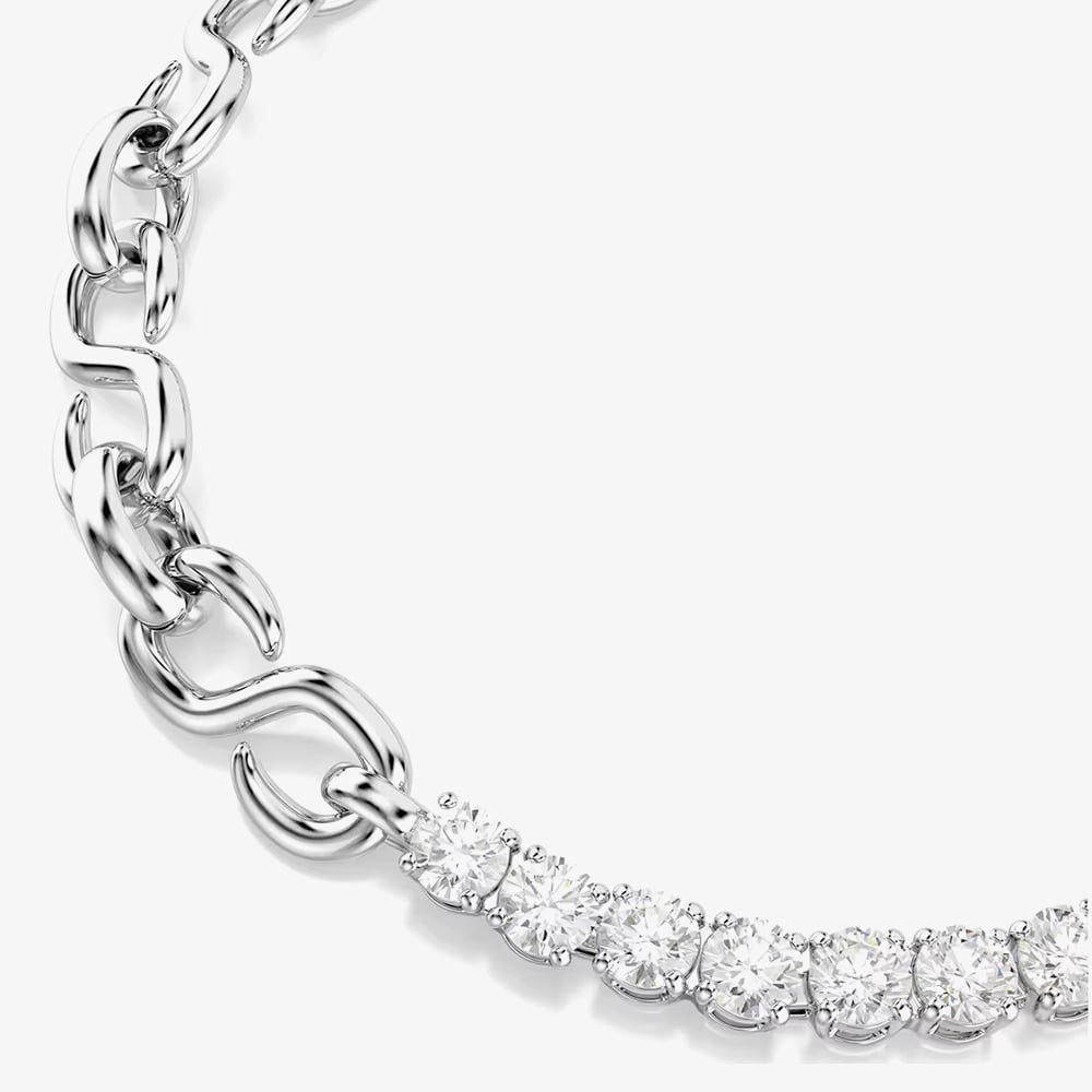 Swarovski Matrix Rhodium Plated S Link Half Tennis Bracelet 5753926