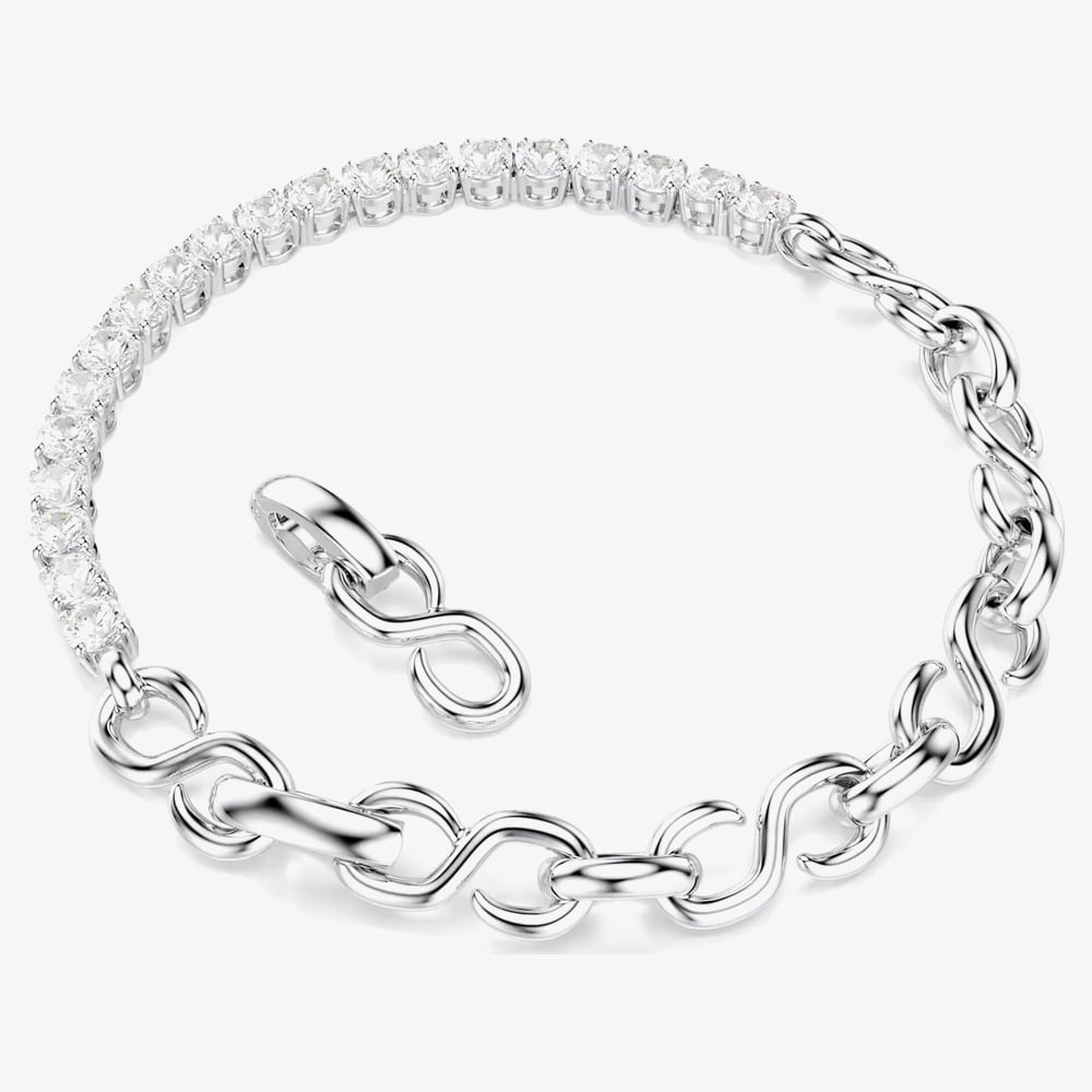 Swarovski Matrix Rhodium Plated S Link Half Tennis Bracelet 5753926