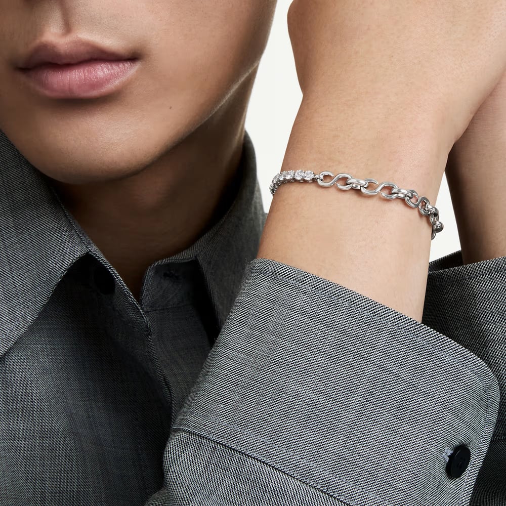 Swarovski Matrix Rhodium Plated S Link Half Tennis Bracelet 5753926