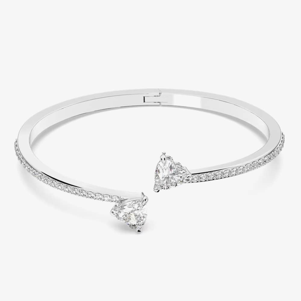 Product photograph of Swarovski Attract Soul White Crystal Heart Bangle 5518814 M from The Jewel Hut