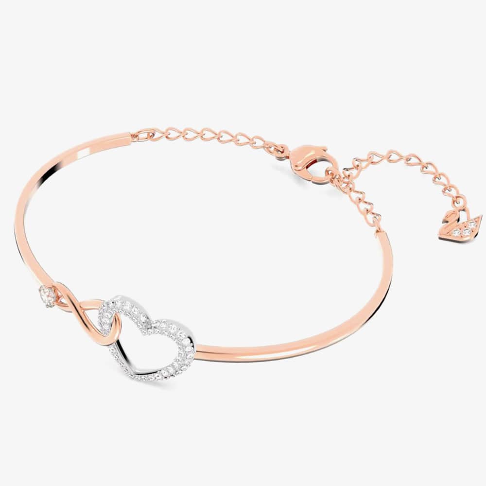Swarovski Infinity Heart Two Colour White Crystal Bangle 5518869 M