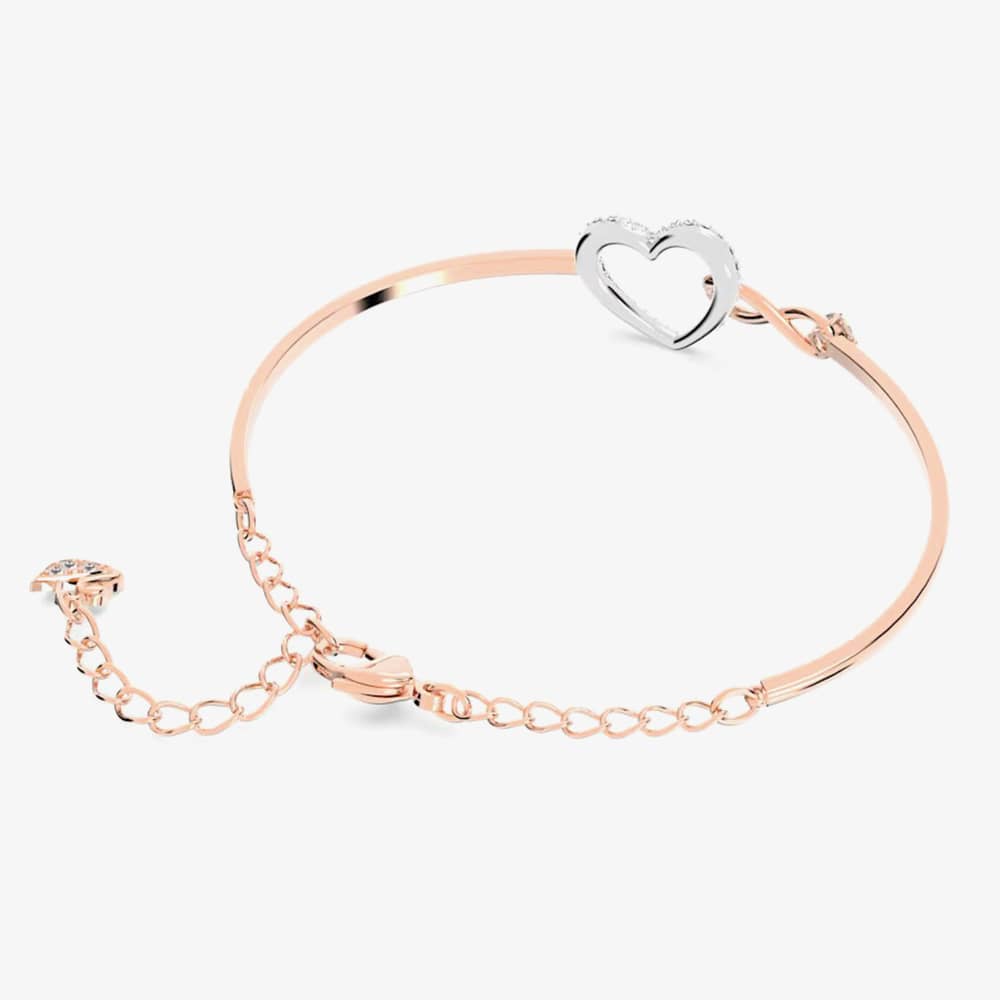 Swarovski Infinity Heart Two Colour White Crystal Bangle 5518869 M