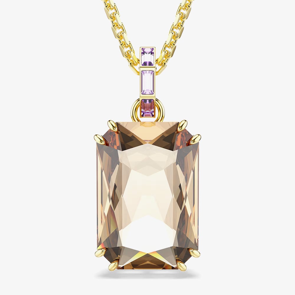 Swarovski Millenia Gold Tone Plated Octagon Cut Bronze Crystal Pendant Necklace 5725752