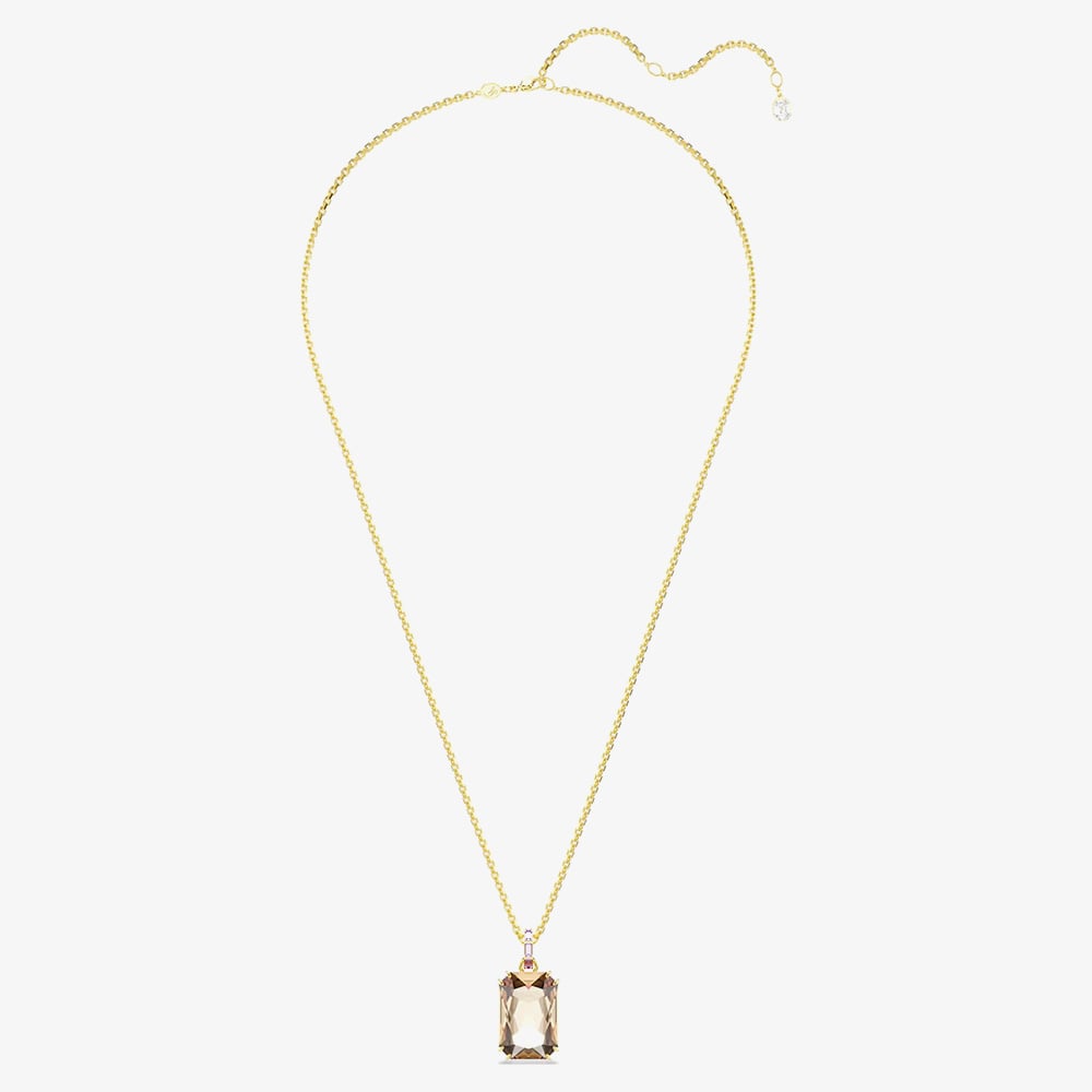 Swarovski Millenia Gold Tone Plated Octagon Cut Bronze Crystal Pendant Necklace 5725752