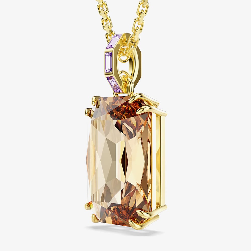 Swarovski Millenia Gold Tone Plated Octagon Cut Bronze Crystal Pendant Necklace 5725752