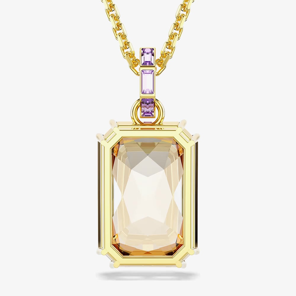 Swarovski Millenia Gold Tone Plated Octagon Cut Bronze Crystal Pendant Necklace 5725752