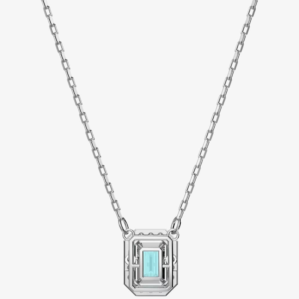 Swarovski Ladies Millenia Rhodium Plated Blue Octagon Necklace 5640289