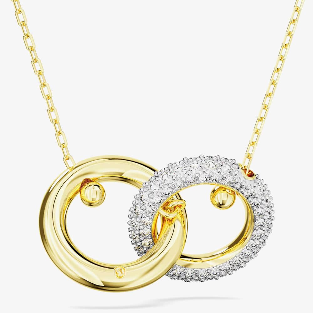 Swarovski Dextera White Interlocking Loop Gold Tone Plated Necklace 5668820