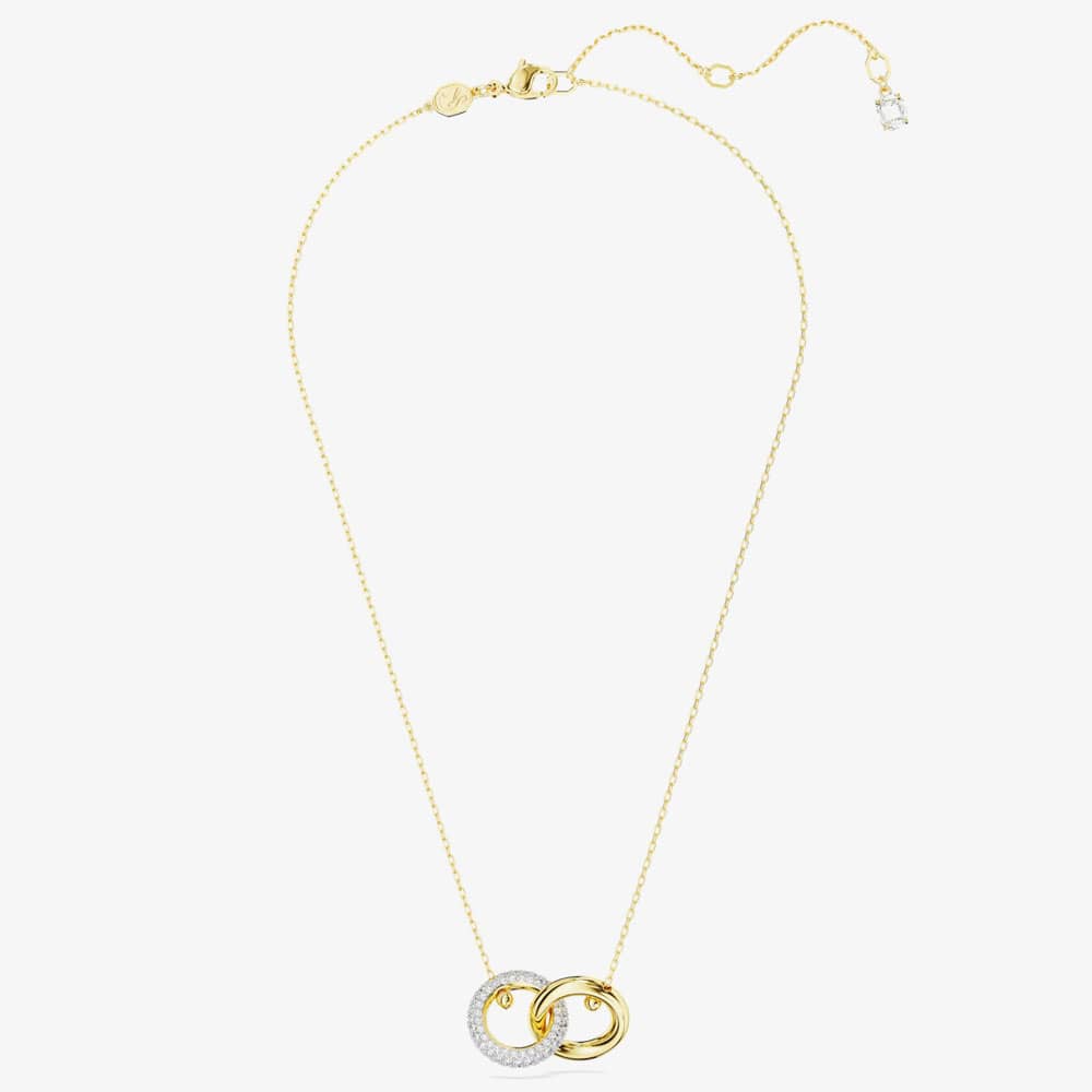 Swarovski Dextera White Interlocking Loop Gold Tone Plated Necklace 5668820