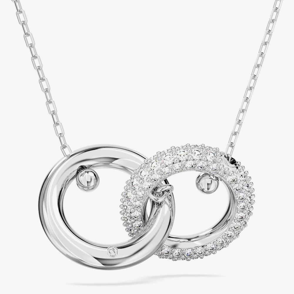 Swarovski Dextera White Interlocking Loop Rhodium Plated Necklace 5670251