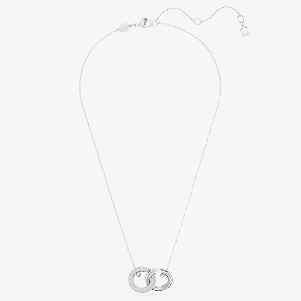 Swarovski Dextera White Interlocking Loop Rhodium Plated Necklace 5670251