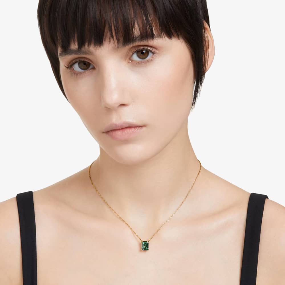 Swarovski Matrix Green Mixed Cuts Gold Tone Plated Necklace 5677141