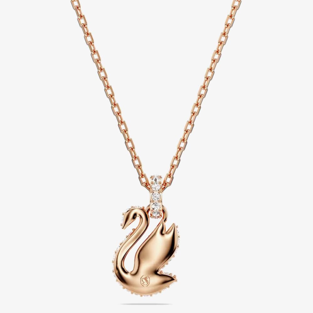Swarovski Rose Gold Plated Black Swan Pendant Necklace 5678046