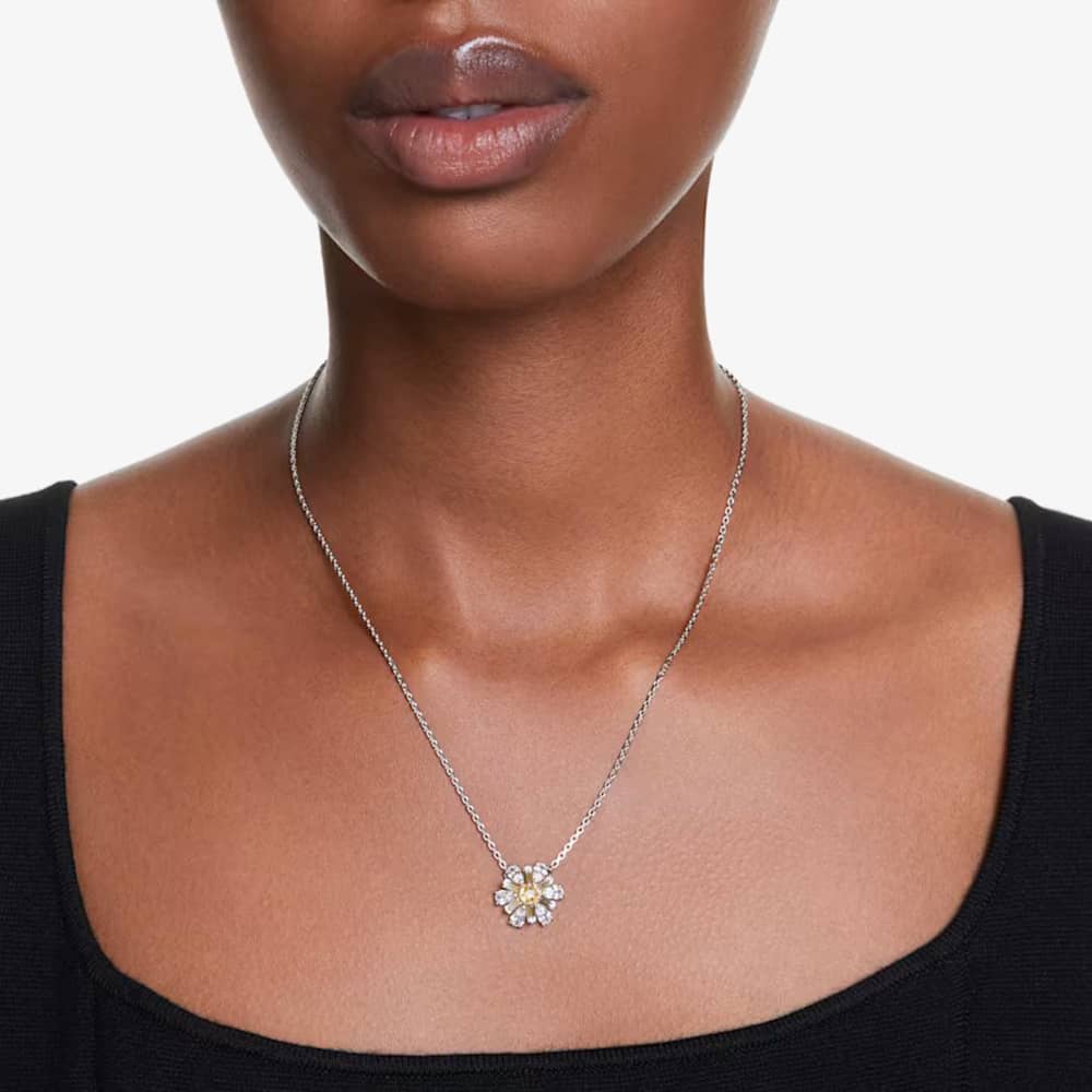 Swarovski Idyllia Rhodium Plated Yellow Flower Necklace 5679939