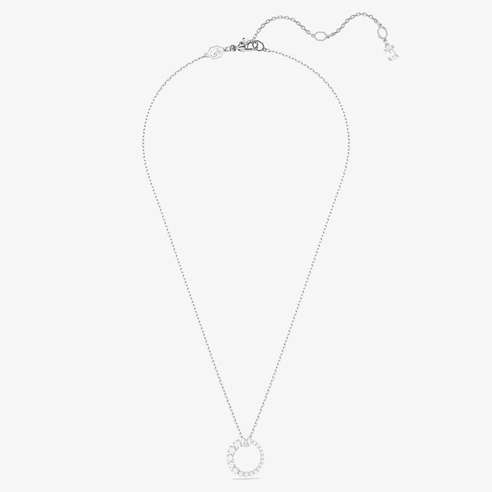 Swarovski Matrix Rhodium Plated Crystal & Pearl Circle Necklace 5688751