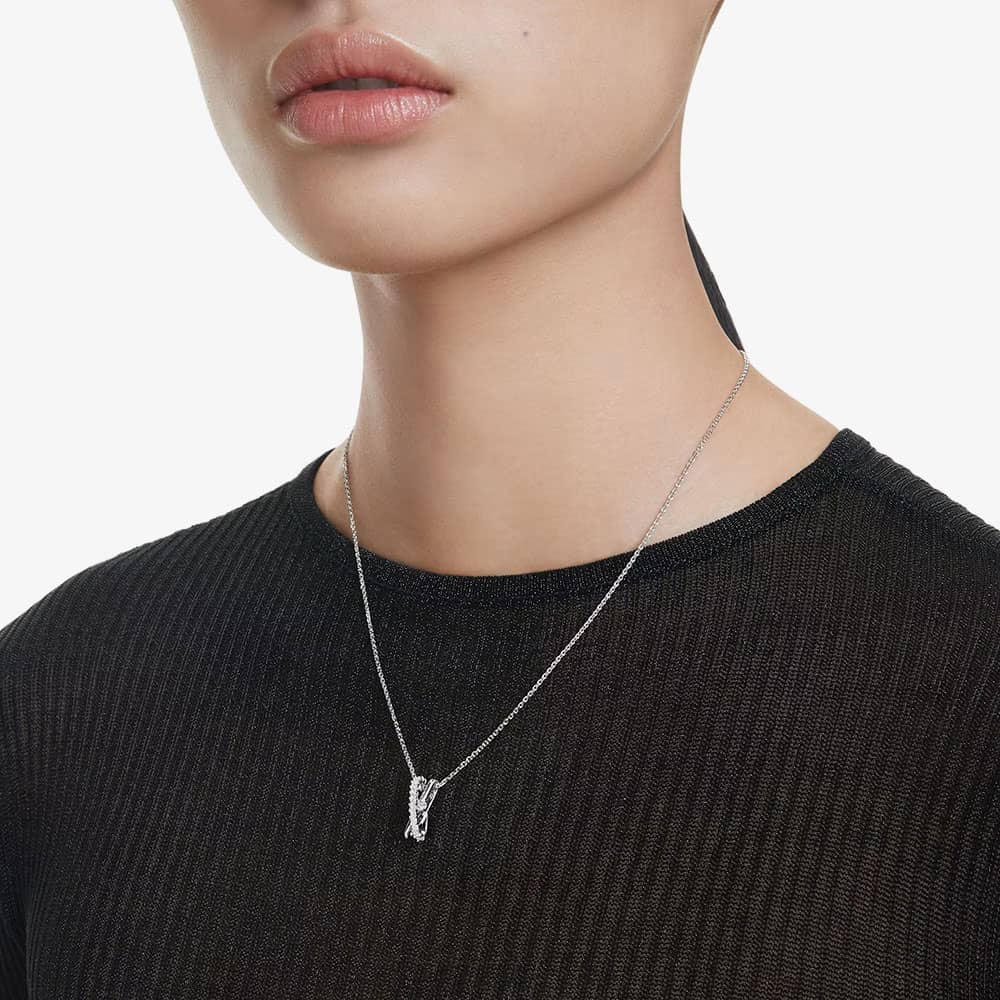 Swarovski Hyperbola Rhodium Plated Mixed Cuts Two Row Necklace 5689723