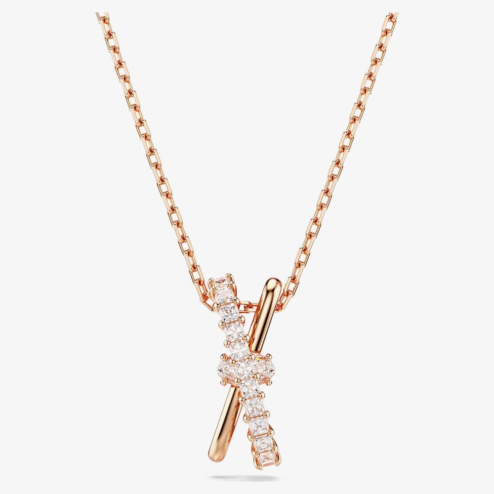 Swarovski Hyperbola Rhodium Plated Mixed Cuts Two Row Necklace 5689788