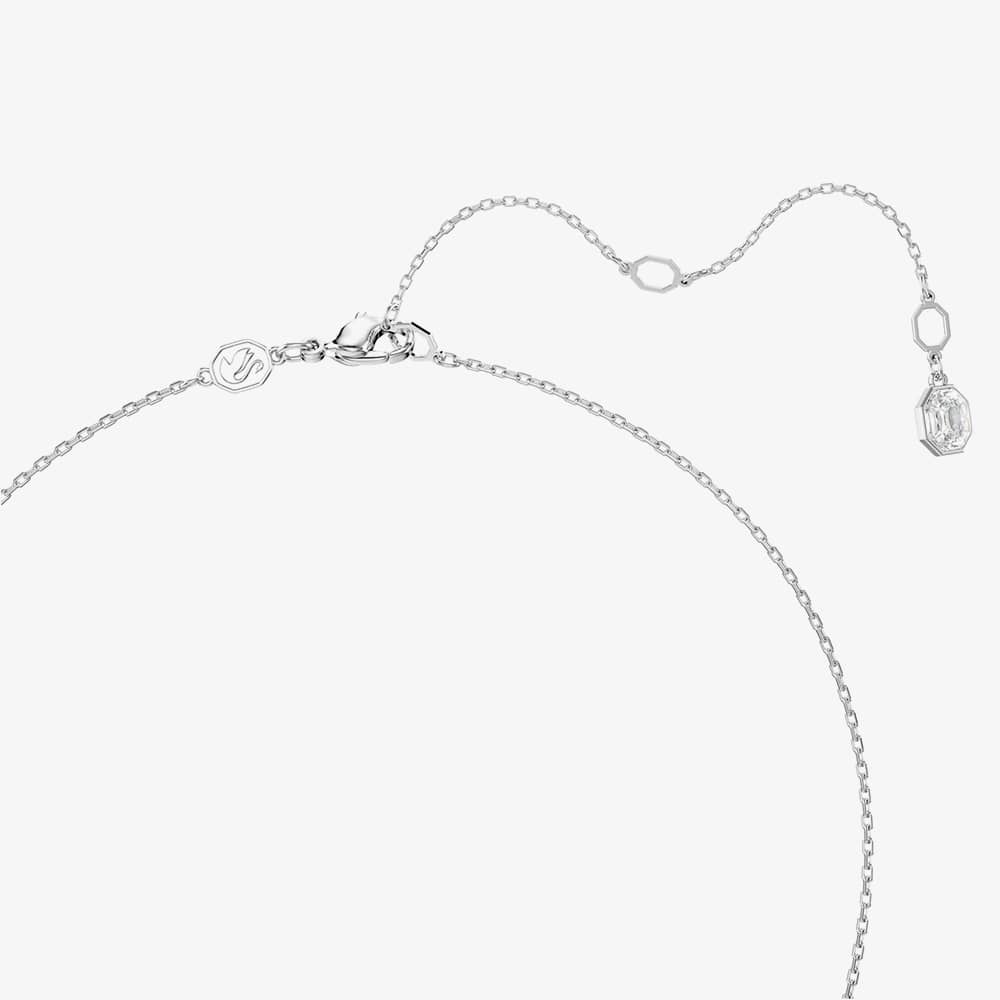 Swarovski Dextera Rhodium Plated White Pave Circle Necklace 5692737