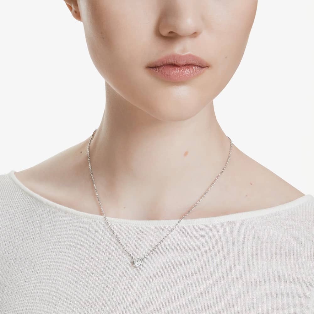 Swarovski Imber Rhodium Plated White Round Necklace 5696039
