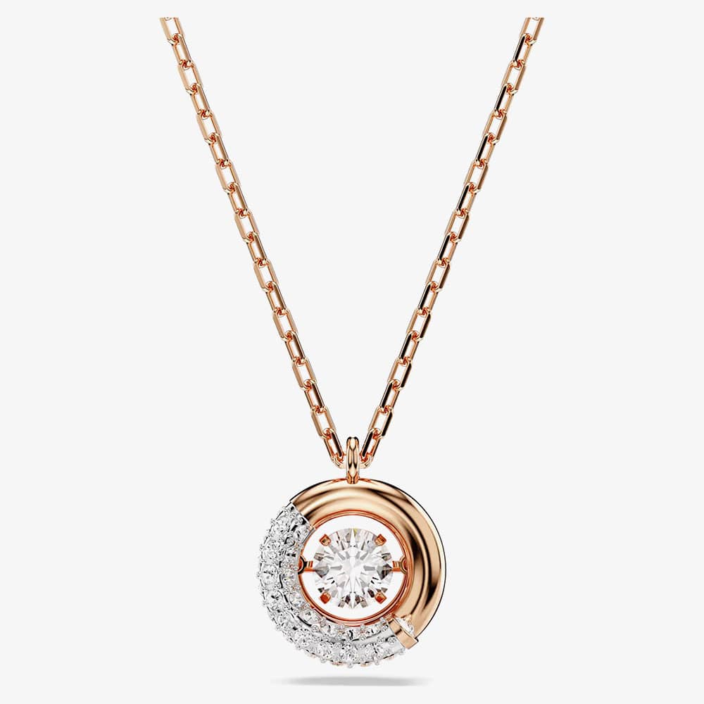 Product photograph of Swarovski Dextera Rose Gold Tone Plated Crystal Circle Necklace 5692257 from The Jewel Hut