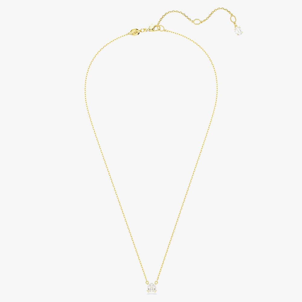 Swarovski Stilla Gold Tone Plated White Square Necklace 5693153