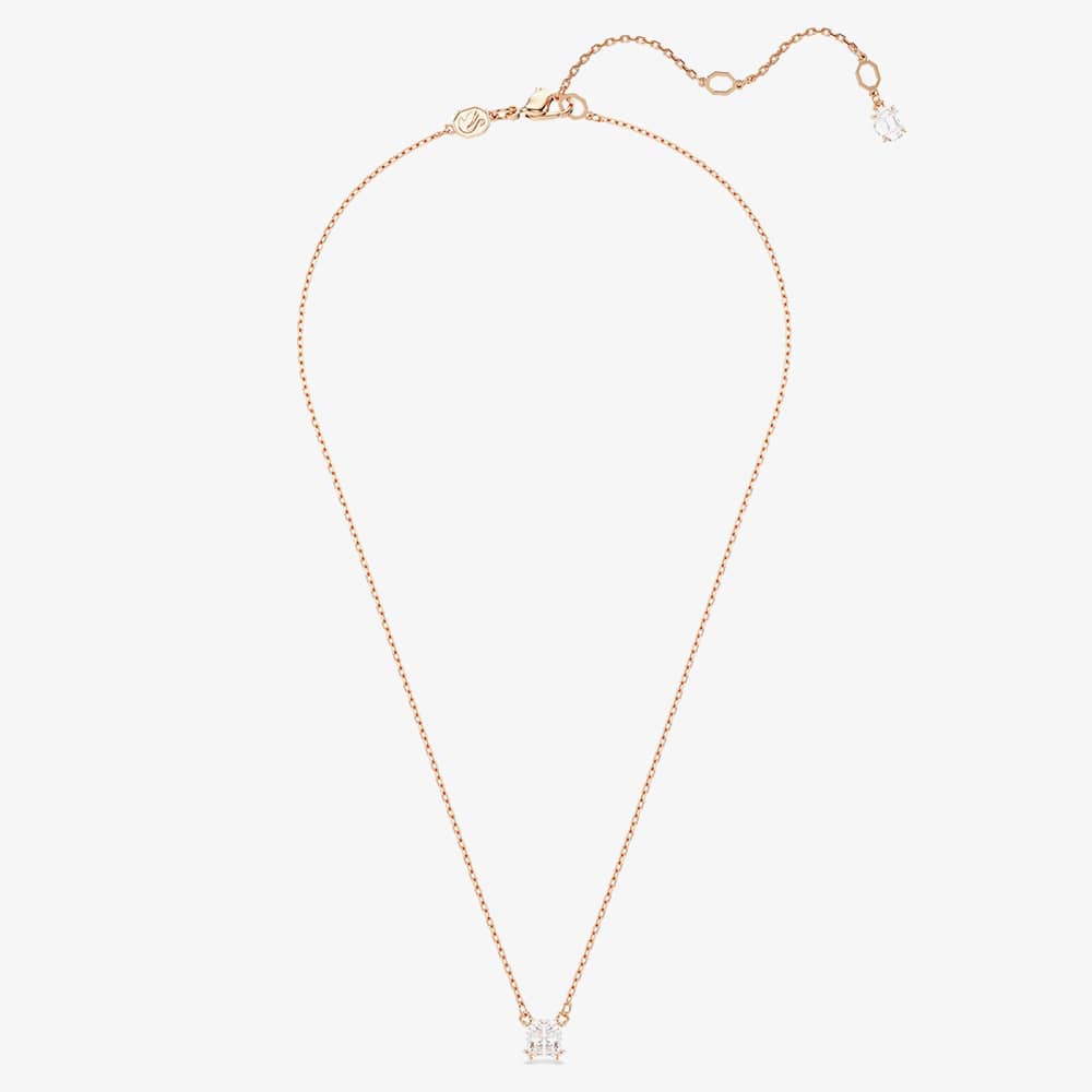 Swarovski Stilla Rose Gold Tone Plated Square Cubic Zirconia Necklace 5701904