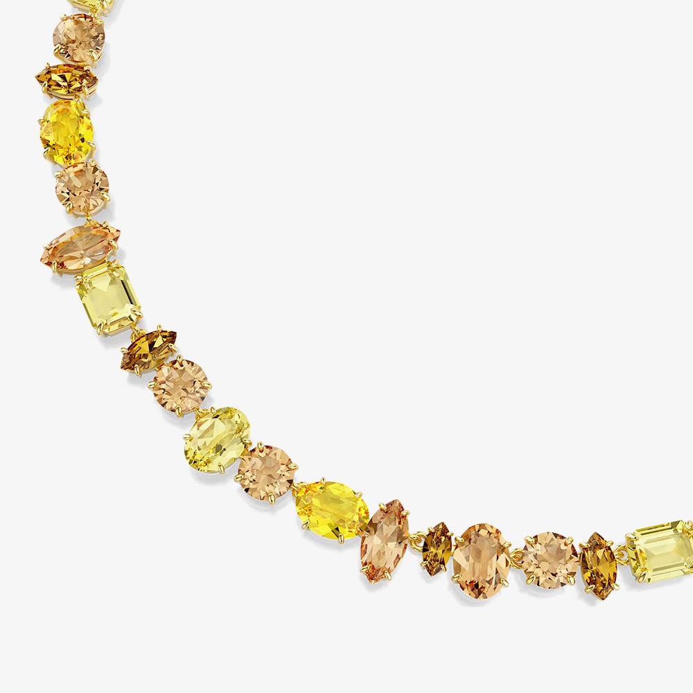 Swarovski Gema Gold Tone Plated Mixed Yellow Crystal Tennis Necklace 5718071
