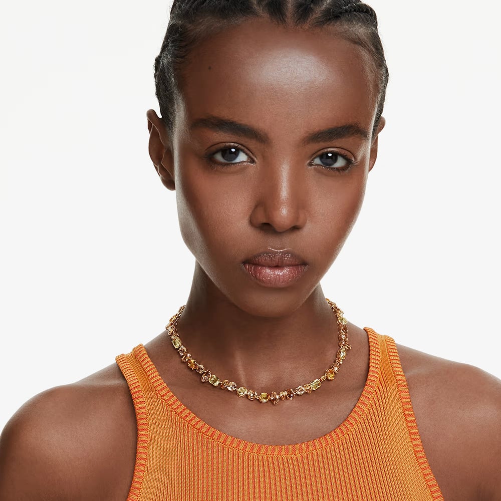 Swarovski Gema Gold Tone Plated Mixed Yellow Crystal Tennis Necklace 5718071