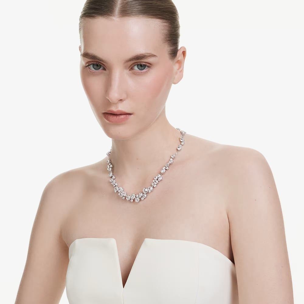 Swarovski Constella Rhodium Plated White Crystal Necklace 5722472