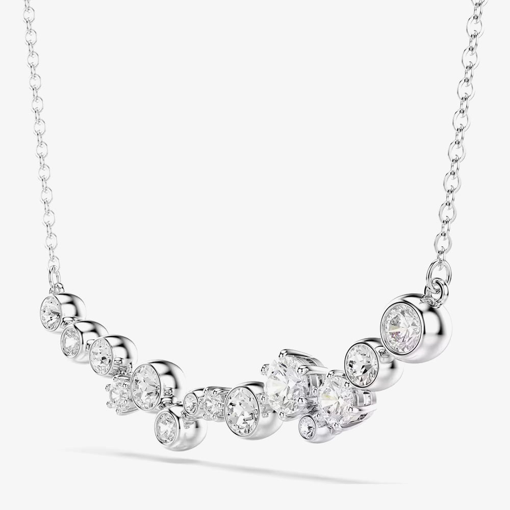 Swarovski Constella Rhodium Plated Mixed Cut White Crystal Necklace 5722473