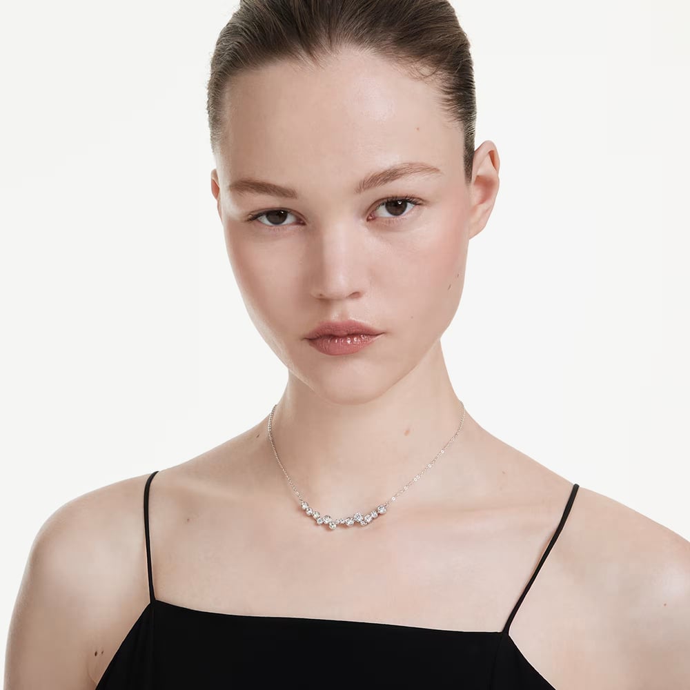 Swarovski Constella Rhodium Plated Mixed Cut White Crystal Necklace 5722473