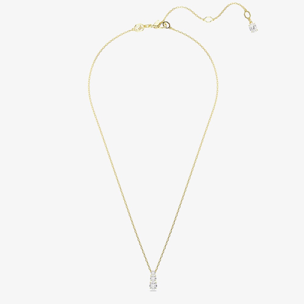 Swarovski Stilla Attract Gold Tone Plated Three Stone Zirconia Pendant Necklace 5723298