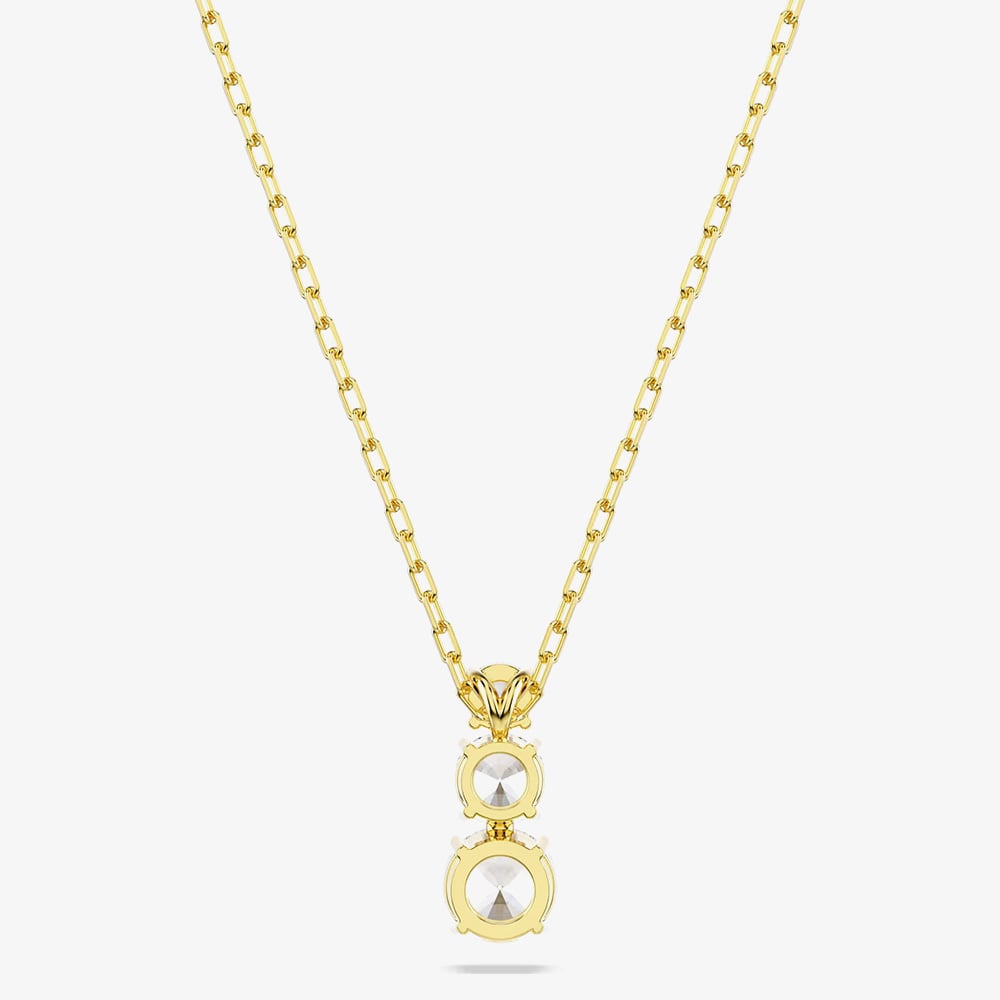 Swarovski Stilla Attract Gold Tone Plated Three Stone Zirconia Pendant Necklace 5723298