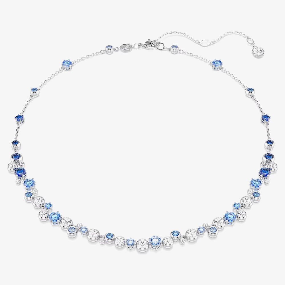 Click to view product details and reviews for Swarovski Constella Rhodium Plated Mixed Cut Blue Crystal Necklace 5732255.