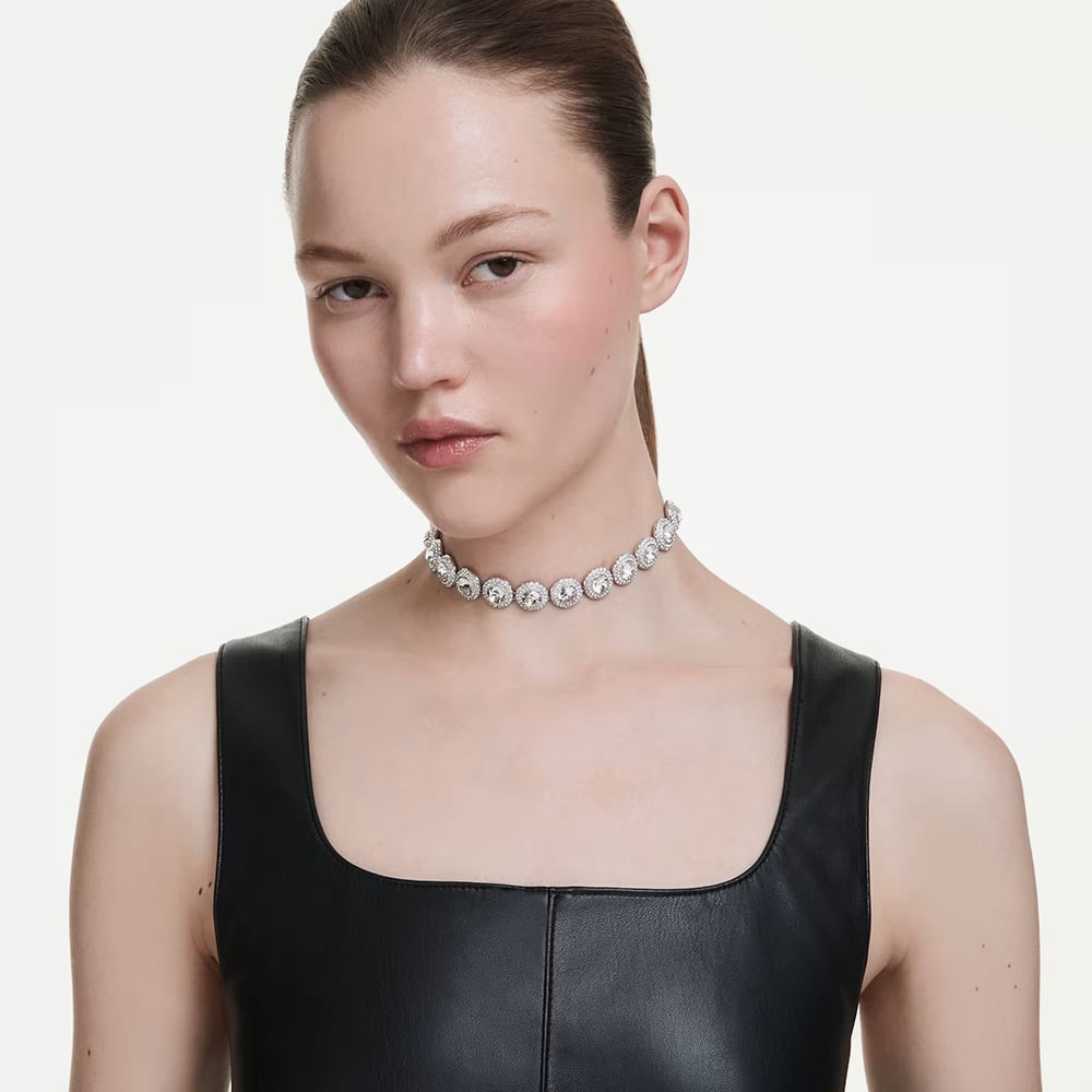 Swarovski Una Rhodium Plated White Crystal Choker Necklace 5733194