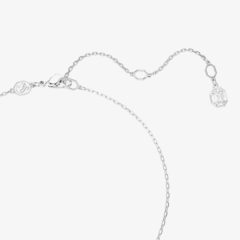 Swarovski Dextera Rhodium Plated Round White Crystal Pendant Necklace 5733400