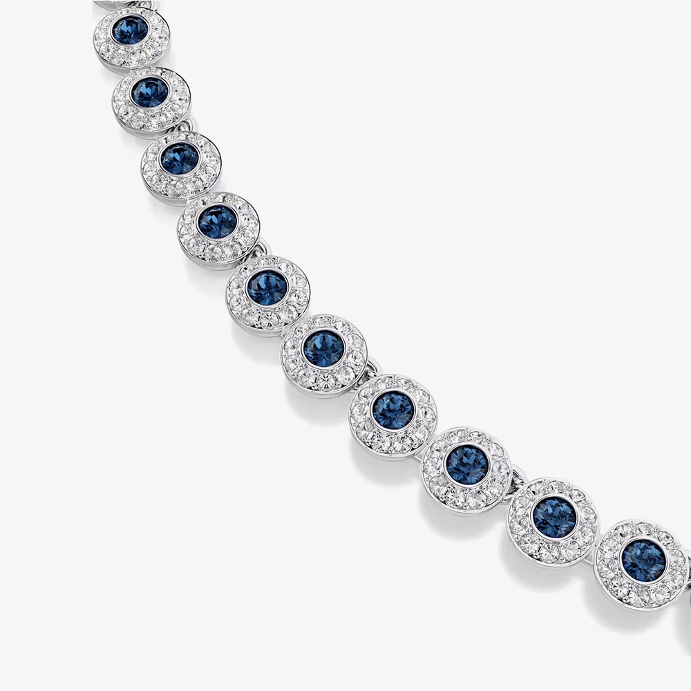 Swarovski Una Angelic Rhodium Plated Blue & White Crystal Tennis Necklace 5733402