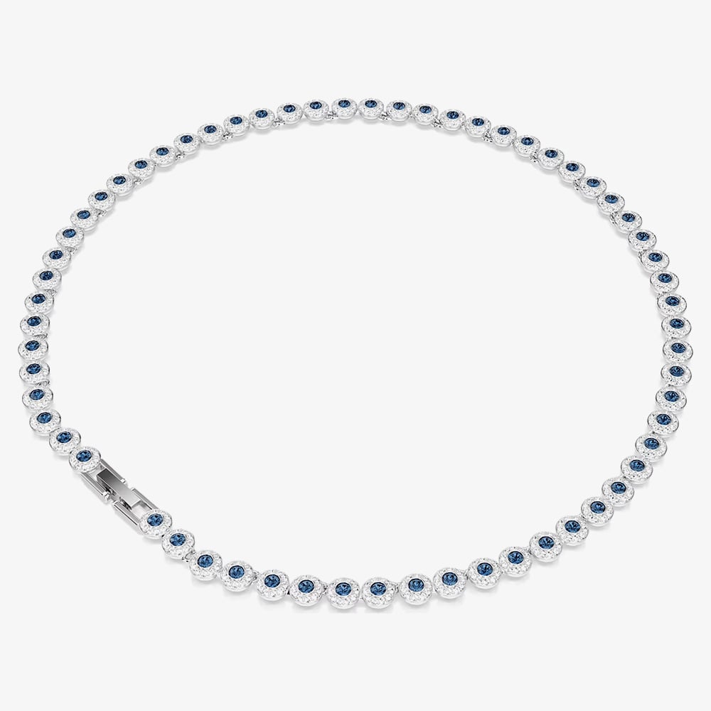 Swarovski Una Angelic Rhodium Plated Blue & White Crystal Tennis Necklace 5733402