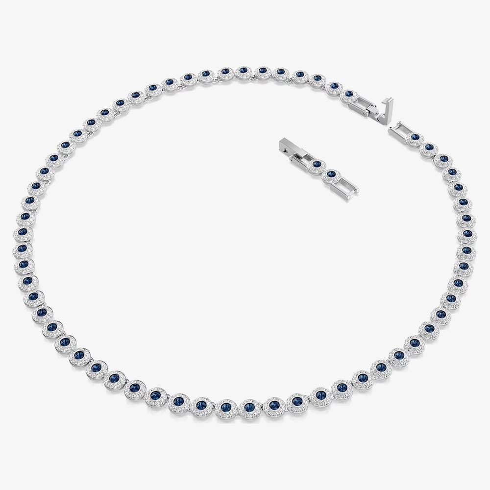 Swarovski Una Angelic Rhodium Plated Blue & White Crystal Tennis Necklace 5733402