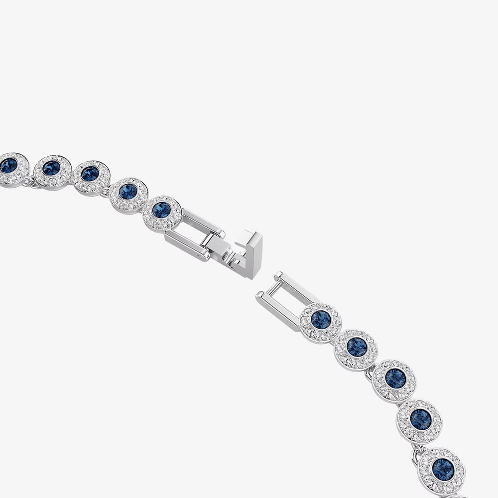 Swarovski Una Angelic Rhodium Plated Blue & White Crystal Tennis Necklace 5733402
