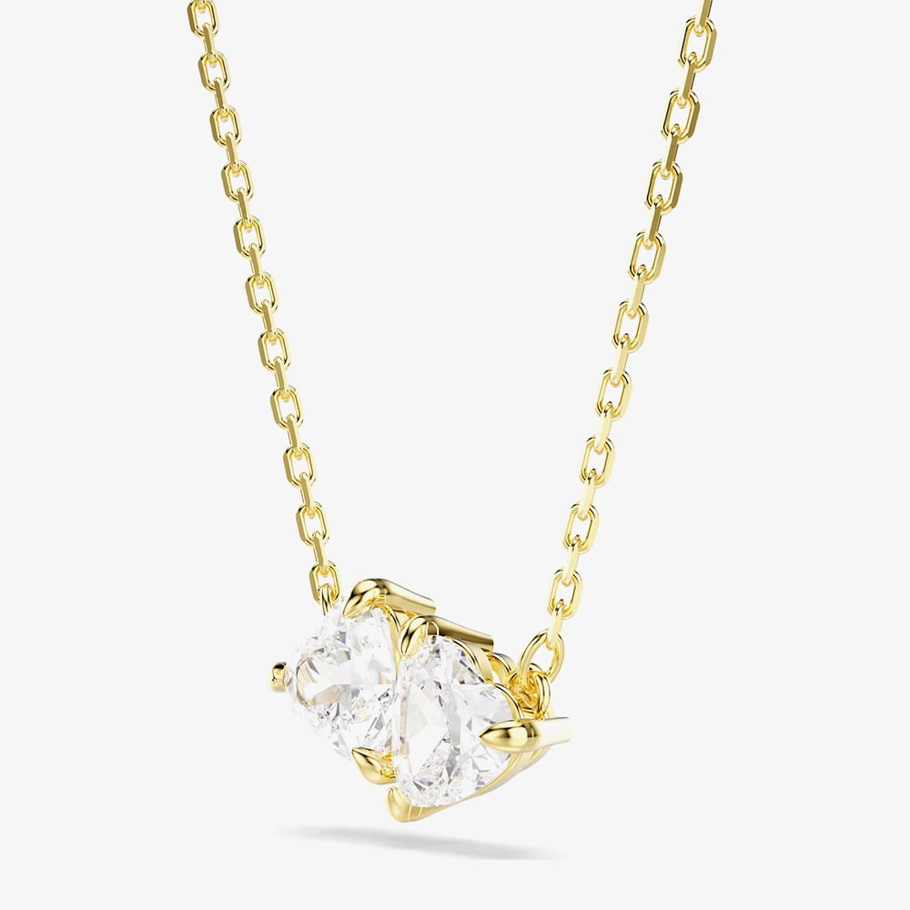 Swarovski Mesmera Gold Tone Plated Double White Zirconia Heart Necklace 5733475